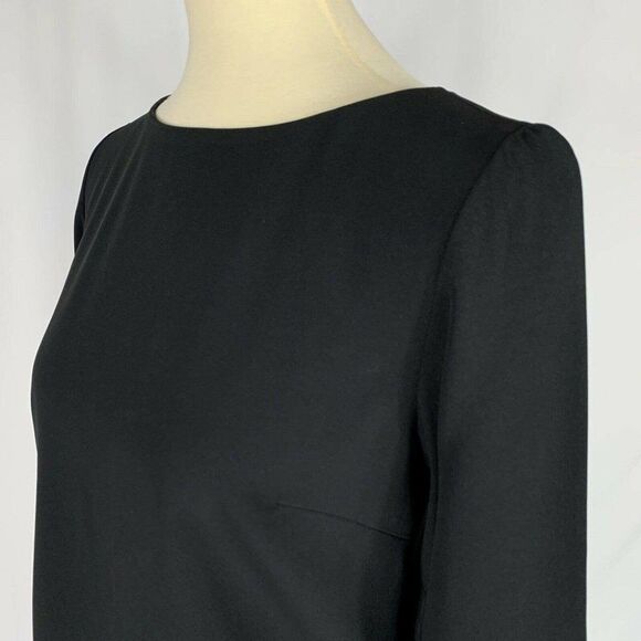 Ann Taylor Black Classic Beaded Hem Back Zipper 3/4 Sleeve Top Blouse Women’s 4 - Picture 2 of 12